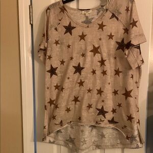 Star Patterned Beige T-Shirt